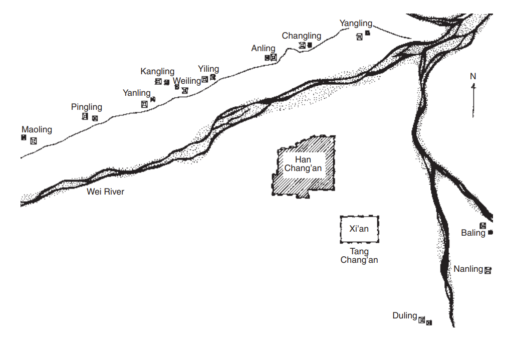 Map of the 12 Western Han Emperor tombs