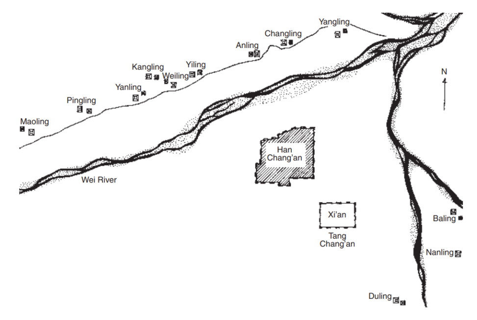 Map of the 12 Western Han Emperor tombs