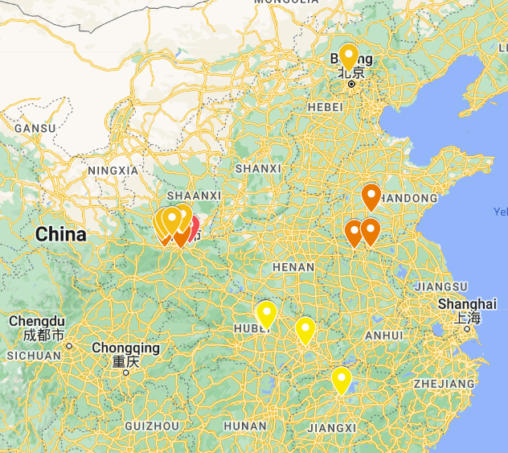 Map of Chinese tombs
